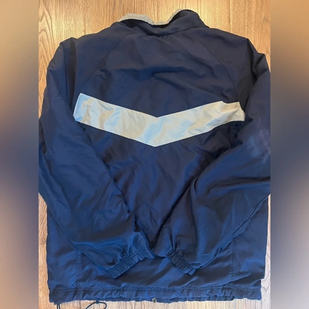 Vintage Nike Jacket Mens XL Navy Blue Full Zip Windbreaker 90s Swoosh Logo Y2K